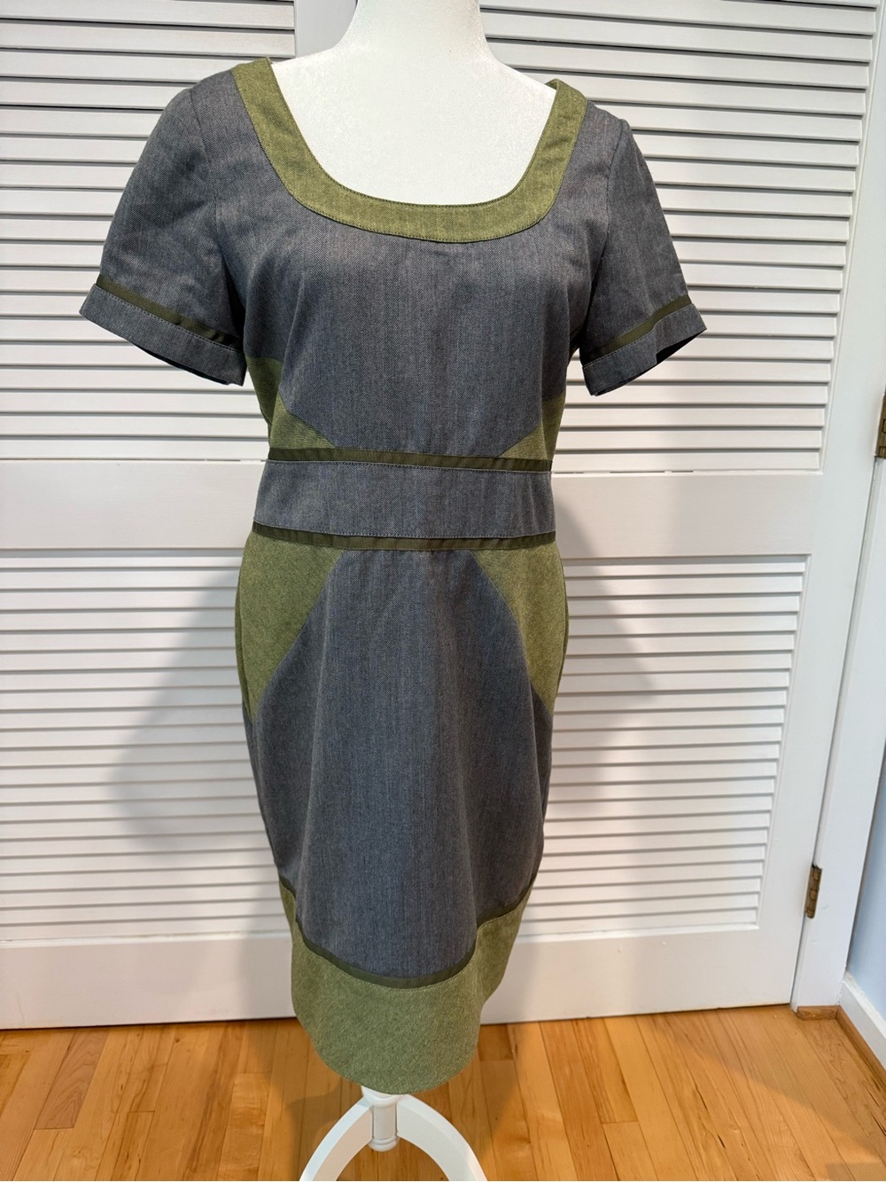 Brooklyn Industires - Gray and Green Contrast Sheath Dress - NWT - sz 12